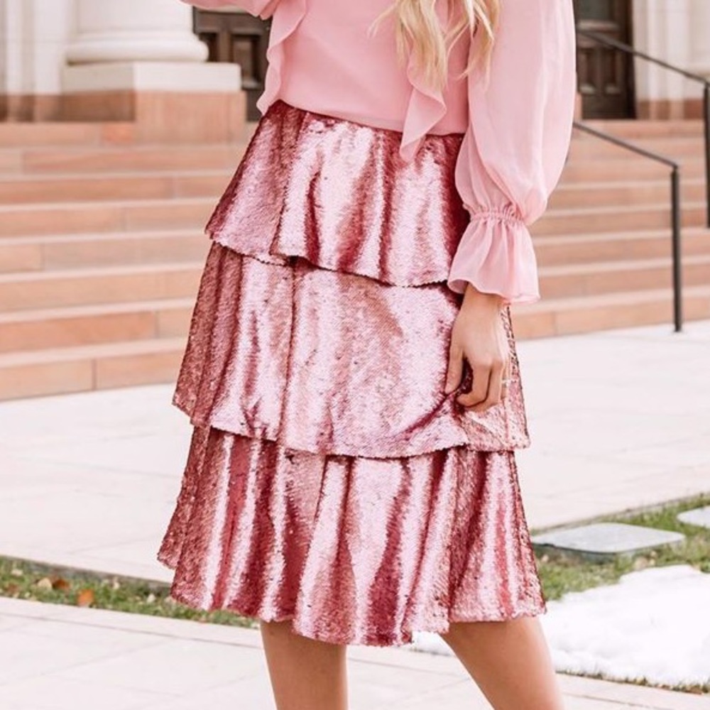 Rachel Parcell Sequin Tiered Skirt